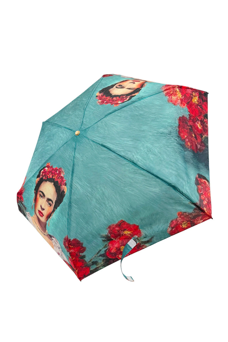 Frida Kahlo Mini Umbrella With Travel Case Mint Green