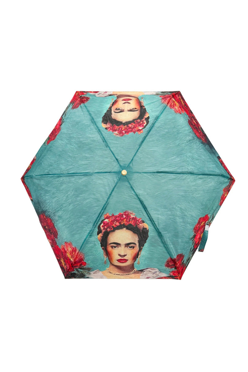 Frida Kahlo Mini Umbrella With Travel Case Mint Green