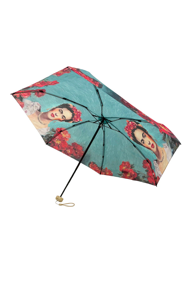 Frida Kahlo Mini Umbrella With Travel Case Mint Green