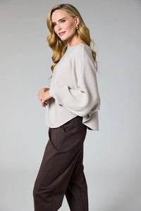 DECK Ribbed Batwing Crop Sweater Cream