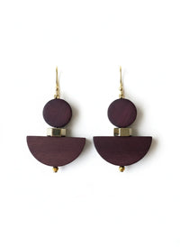 GIST Painted Wood & Hematite Drop Earrings Cocoa/Gold