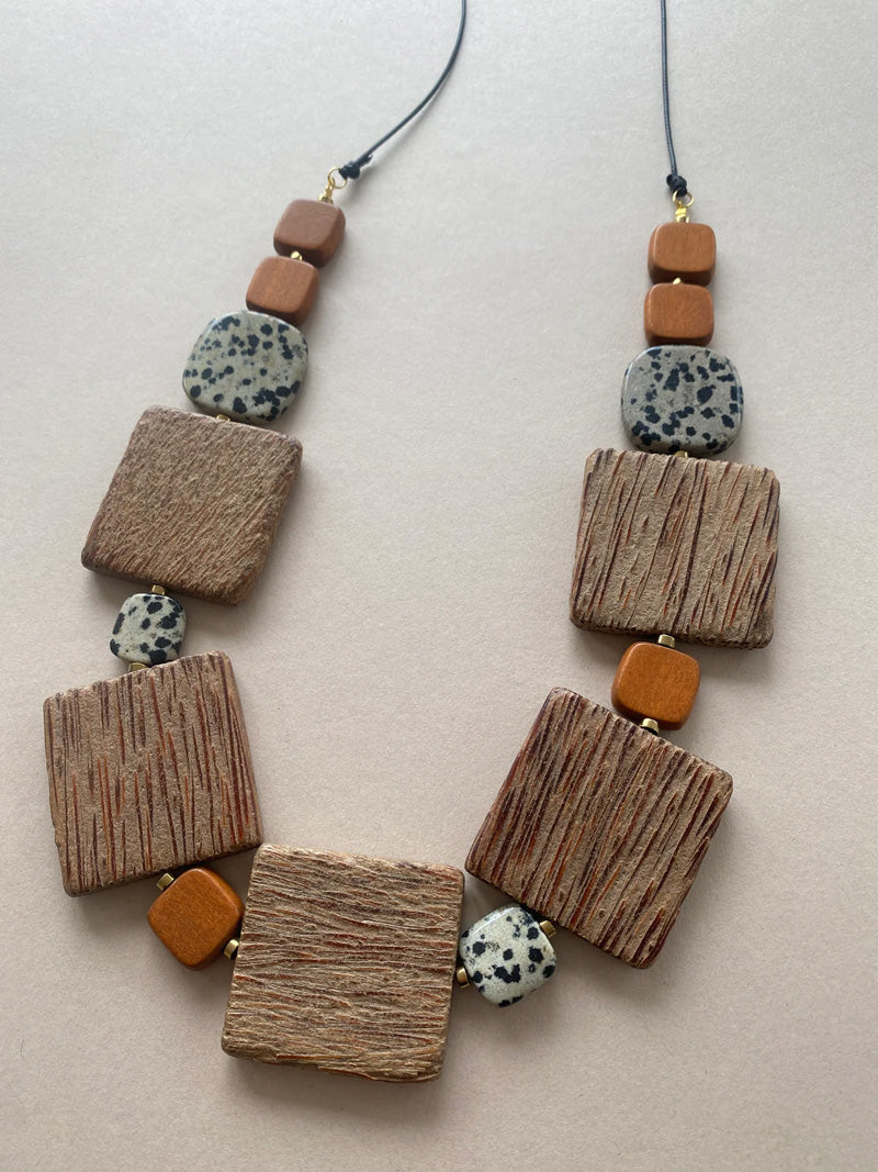 GIST Dalmatian/Jasper/Wood Necklace