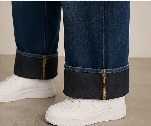 PINNS Wide Leg Turn Up Jeans Dark Denim