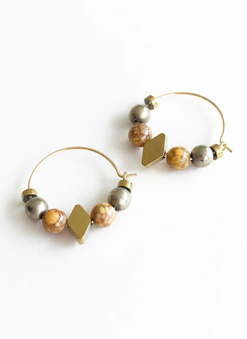 GIST Maifan/Jasper Gold Plated Hoops