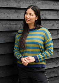 DREAMS Fine Knit Striped Sweater Marine Blue