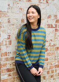 DREAMS Fine Knit Striped Sweater Marine Blue