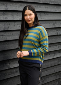 DREAMS Fine Knit Striped Sweater Marine Blue