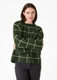 DREAMS Windowpane Crewneck Sweater Forest