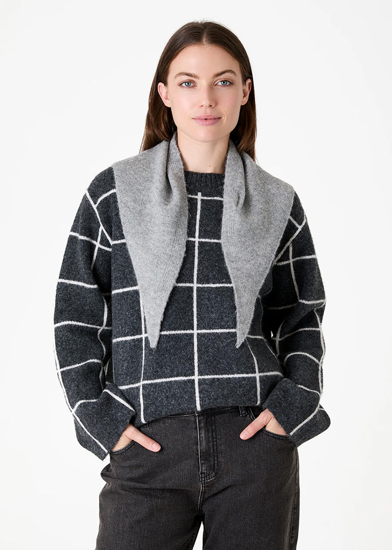 DREAMS Windowpane Crewneck Sweater Slate Grey