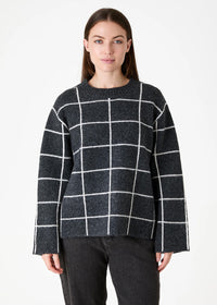 DREAMS Windowpane Crewneck Sweater Slate Grey