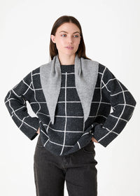 DREAMS Windowpane Crewneck Sweater Slate Grey