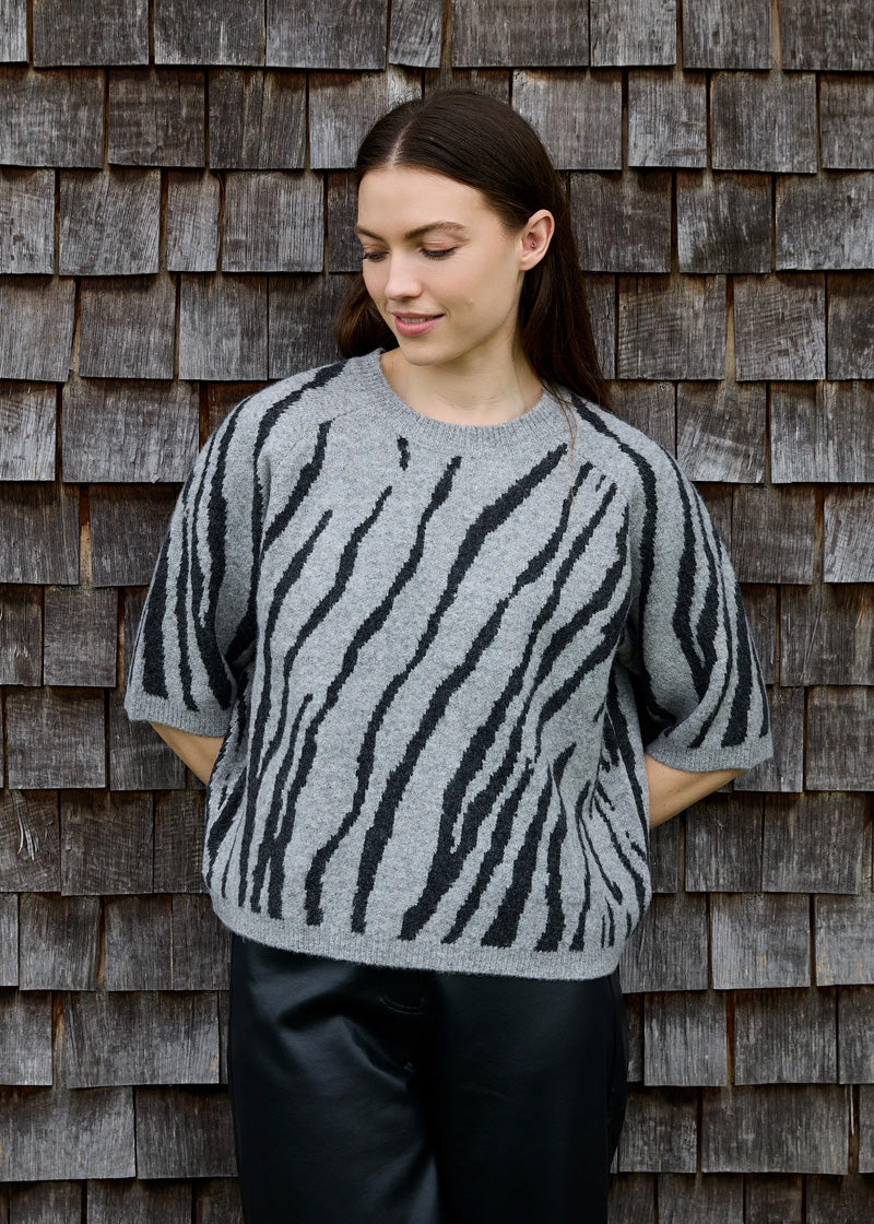 DREAMS Zebra Jacquard Sweater Grey