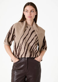 DREAMS Zebra Jacquard Sweater Mink