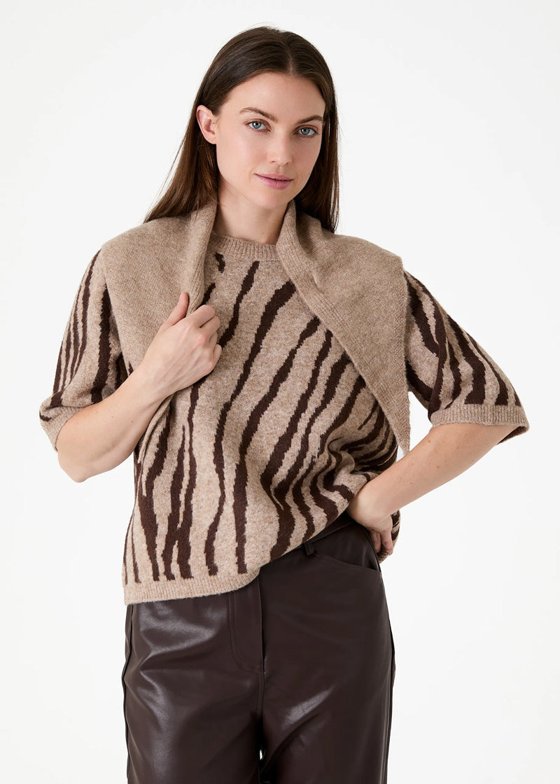 DREAMS Zebra Jacquard Sweater Mink