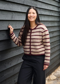 DREAMS Striped Cardigan Mink/Mulberry