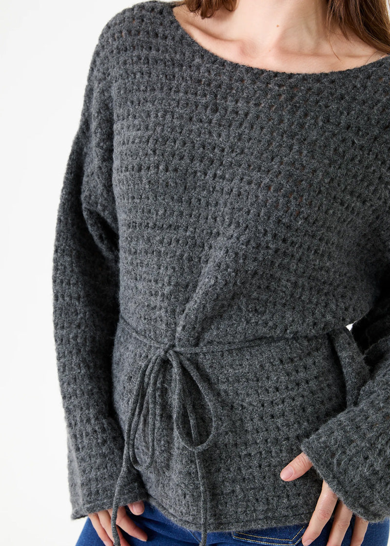 DREAMS Pointelle Sweater Slate Grey