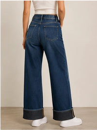 PINNS Wide Leg Turn Up Jeans Dark Denim
