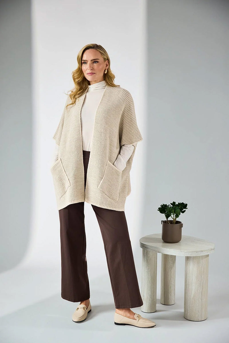 DECK Oversized Knit Wrap Gilet Beige