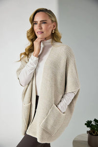 DECK Oversized Knit Wrap Gilet Beige