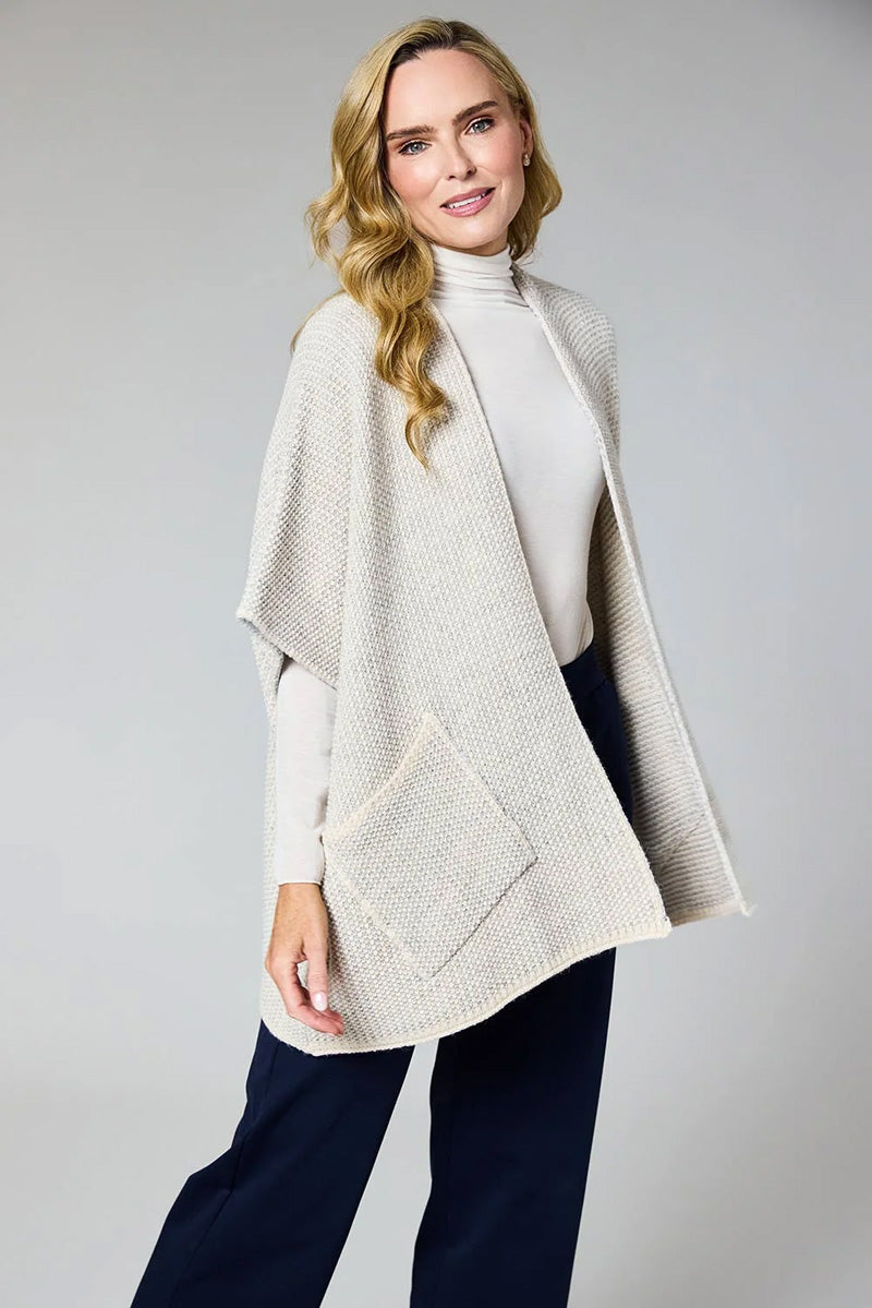 DECK Oversized Knit Wrap Gilet Grey