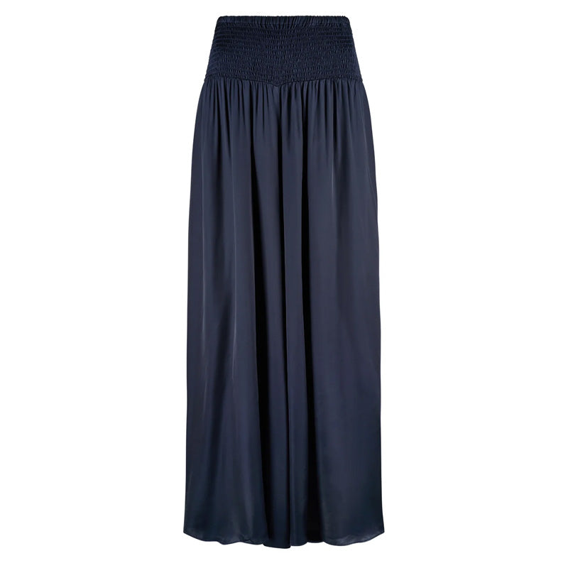 TRAFFIC PEOPLE Aurora Wide Leg Trousers Sateen Navy