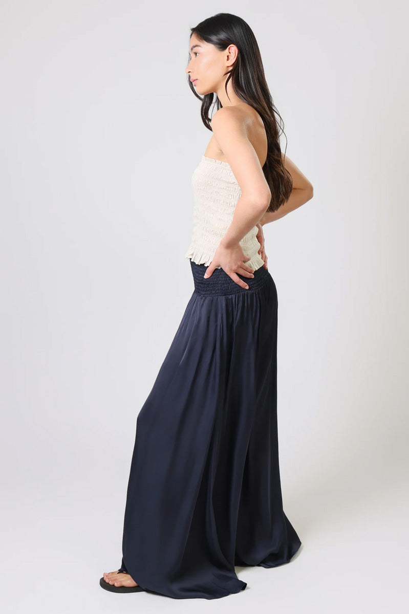 TRAFFIC PEOPLE Aurora Wide Leg Trousers Sateen Navy