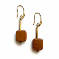 GIST Retro Wood Square Drop Earrings Rust