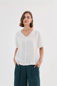 TIRELLI Bishop Sleeve Top White