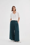 TIRELLI Pleat Front Palazzo Linen Trousers Marine