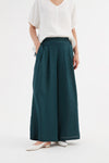 TIRELLI Pleat Front Palazzo Linen Trousers Marine