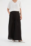 TIRELLI Pleat Front Palazzo Linen Trousers Black