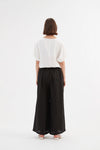 TIRELLI Pleat Front Palazzo Linen Trousers Black