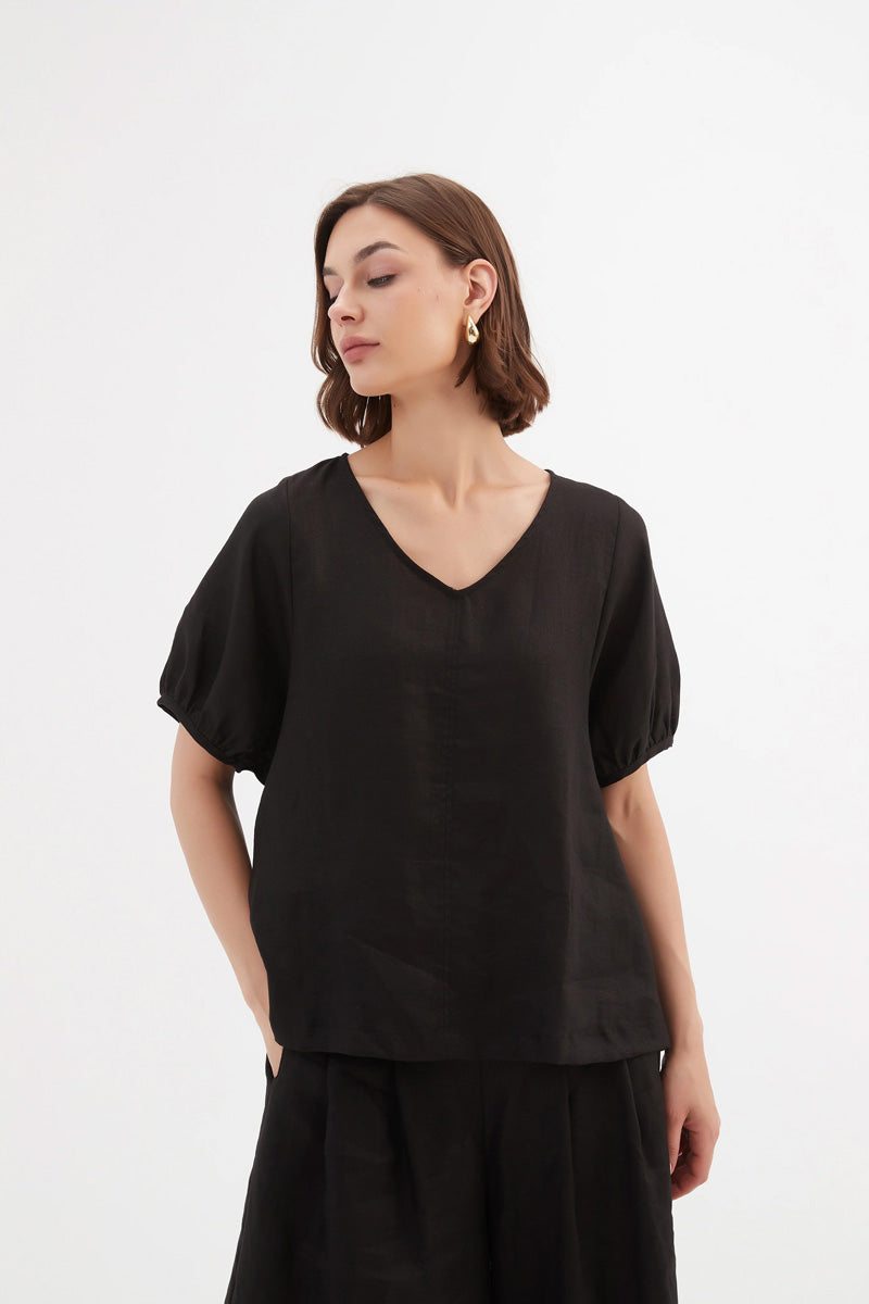 TIRELLI Bishop Sleeve Top Black