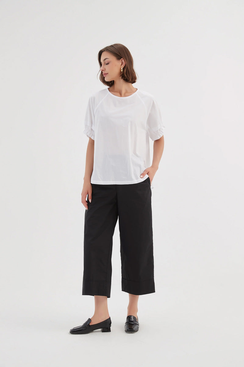 TIRELLI Ruffle Sleeve Top White