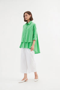 TIRELLI Tiered Front Shirt Soft Green