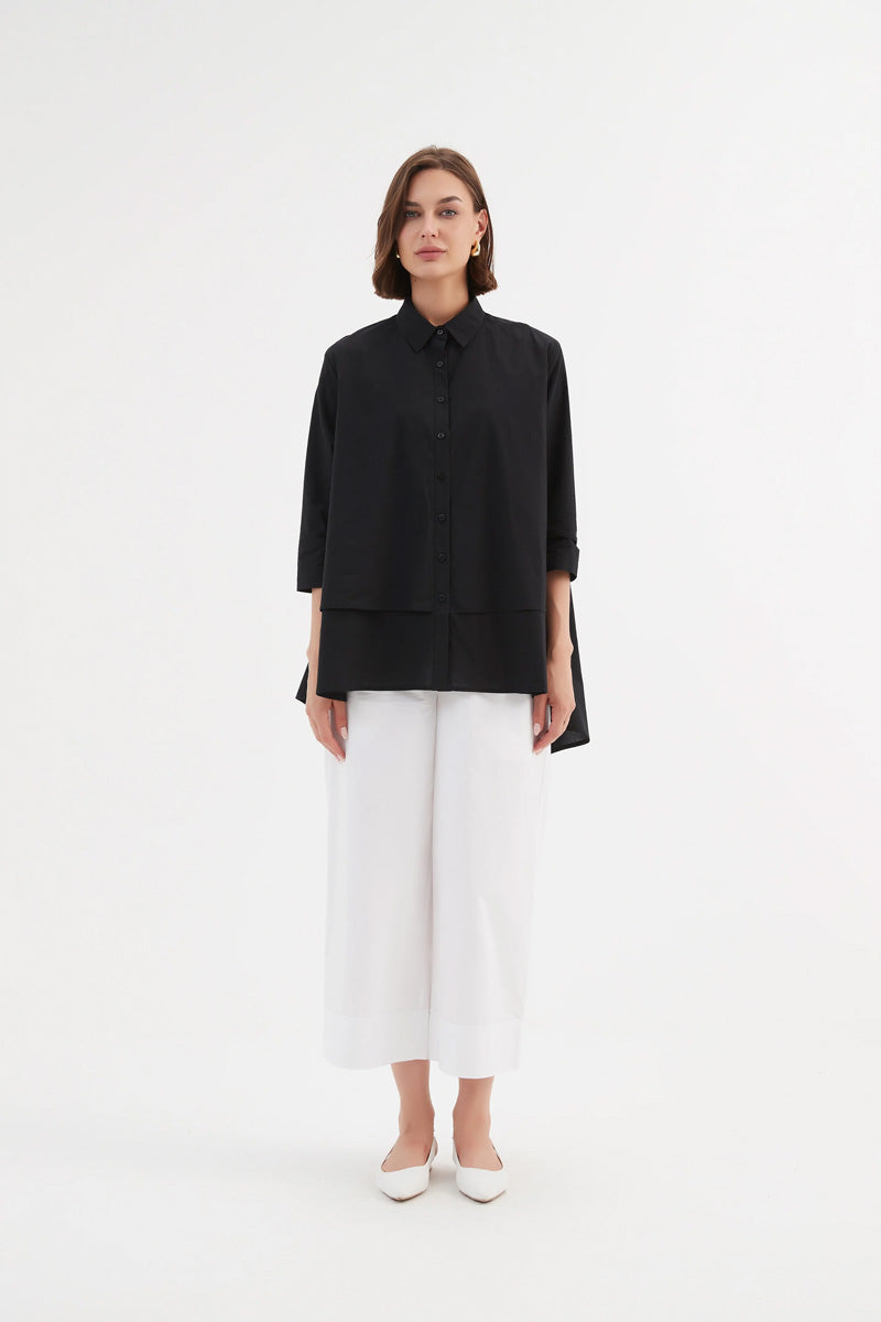 TIRELLI Tiered Front Shirt Black