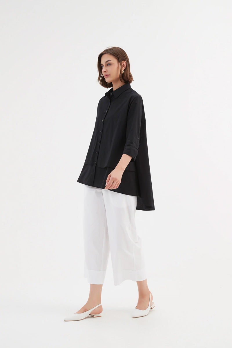 TIRELLI Tiered Front Shirt Black