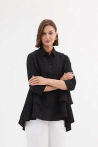 TIRELLI Tiered Front Shirt Black