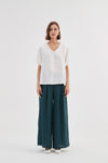 TIRELLI Pleat Front Palazzo Linen Trousers Marine