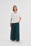 TIRELLI Pleat Front Palazzo Linen Trousers Marine