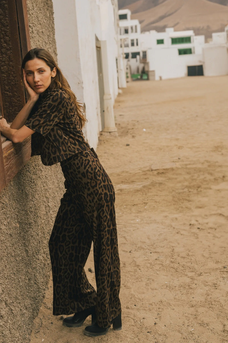 TRAFFIC PEOPLE Edith Trousers Animal Chocolate