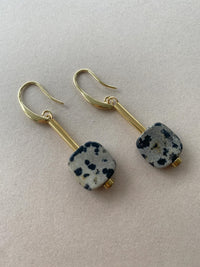 GIST Dalmatian Jasper Square Drop Earrings