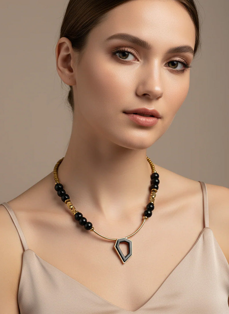 GIST Hematite Necklace Seed Bead Black/Gold