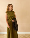CHALK Gina Satin Skirt Avocado