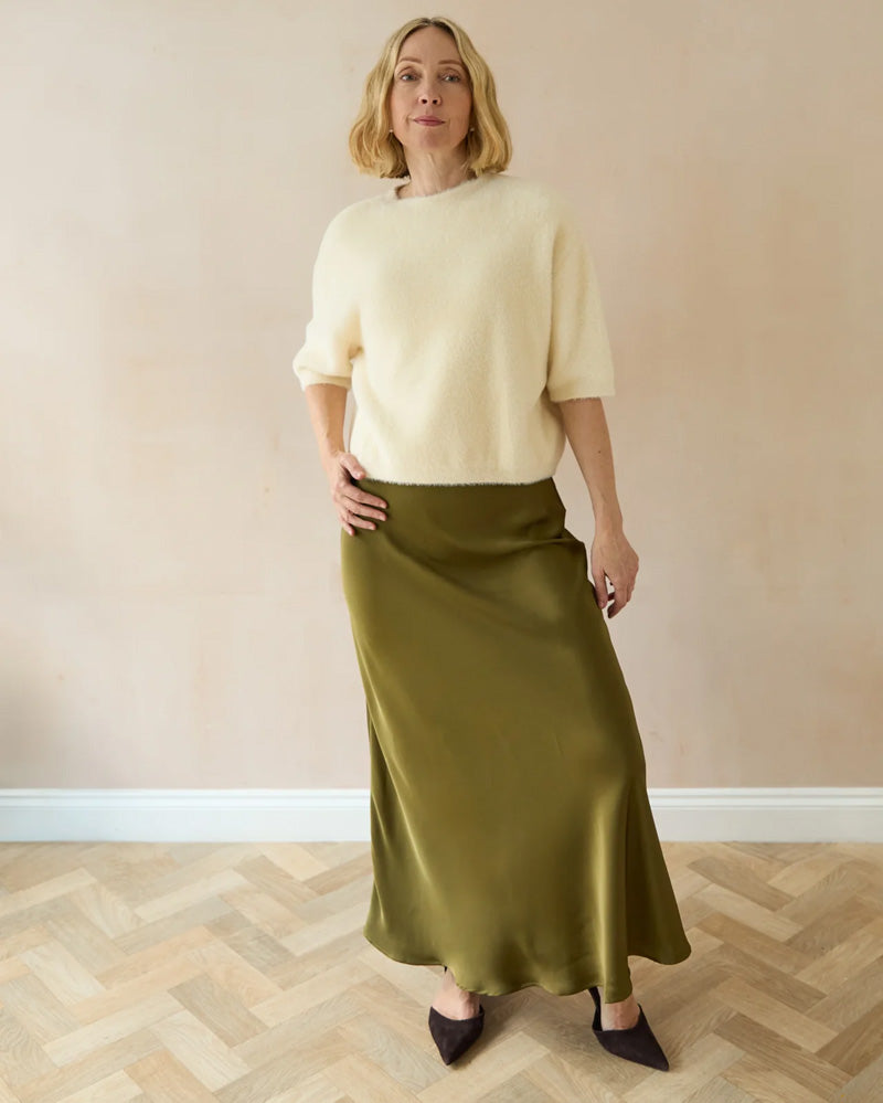 CHALK Gina Satin Skirt Avocado