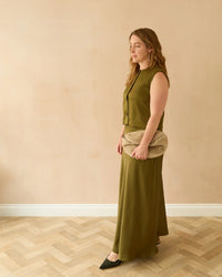 CHALK Gina Satin Skirt Avocado