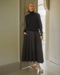 CHALK Audrey Satin Skirt Black