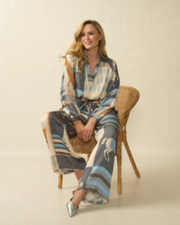 Horse Print Loose Trousers Blue