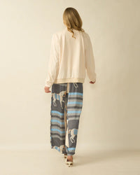 Horse Print Loose Trousers Blue