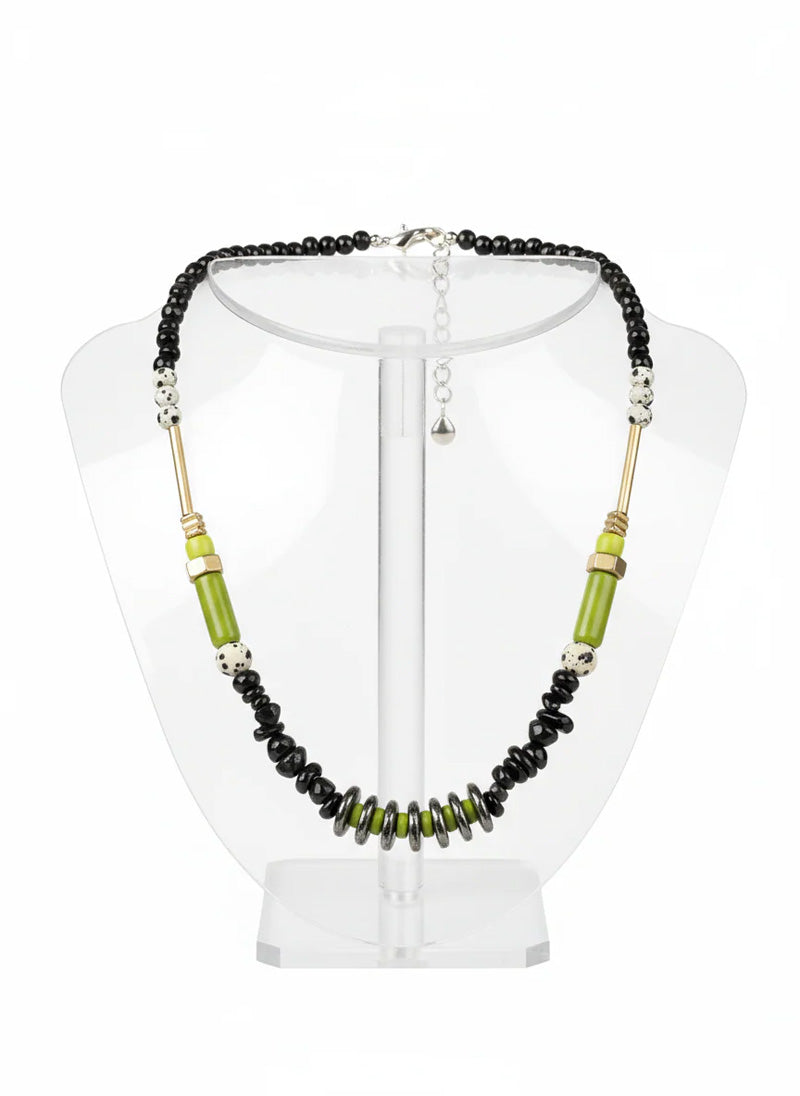 GIST Necklace Dalmatian Jasper Lime Green/Black